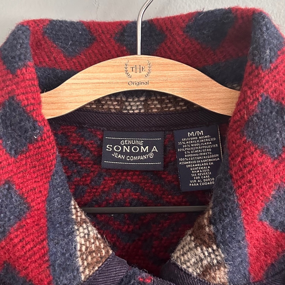 VINTAGE // Sonoma Jean Co. Wool Blend Cardigan Sweater Jacket Mountain Alps - Picture 3 of 4